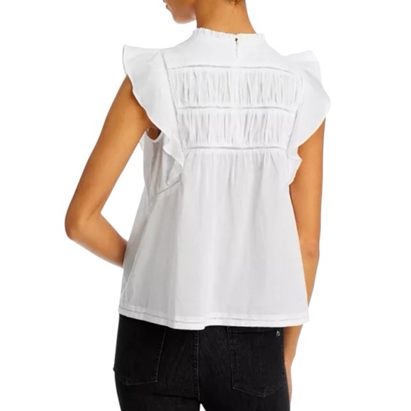 RAILS Filomena Sleeveless Ruffled Pin Tucked Cotton Lightweight White Blouse - Picture 3 of 13
